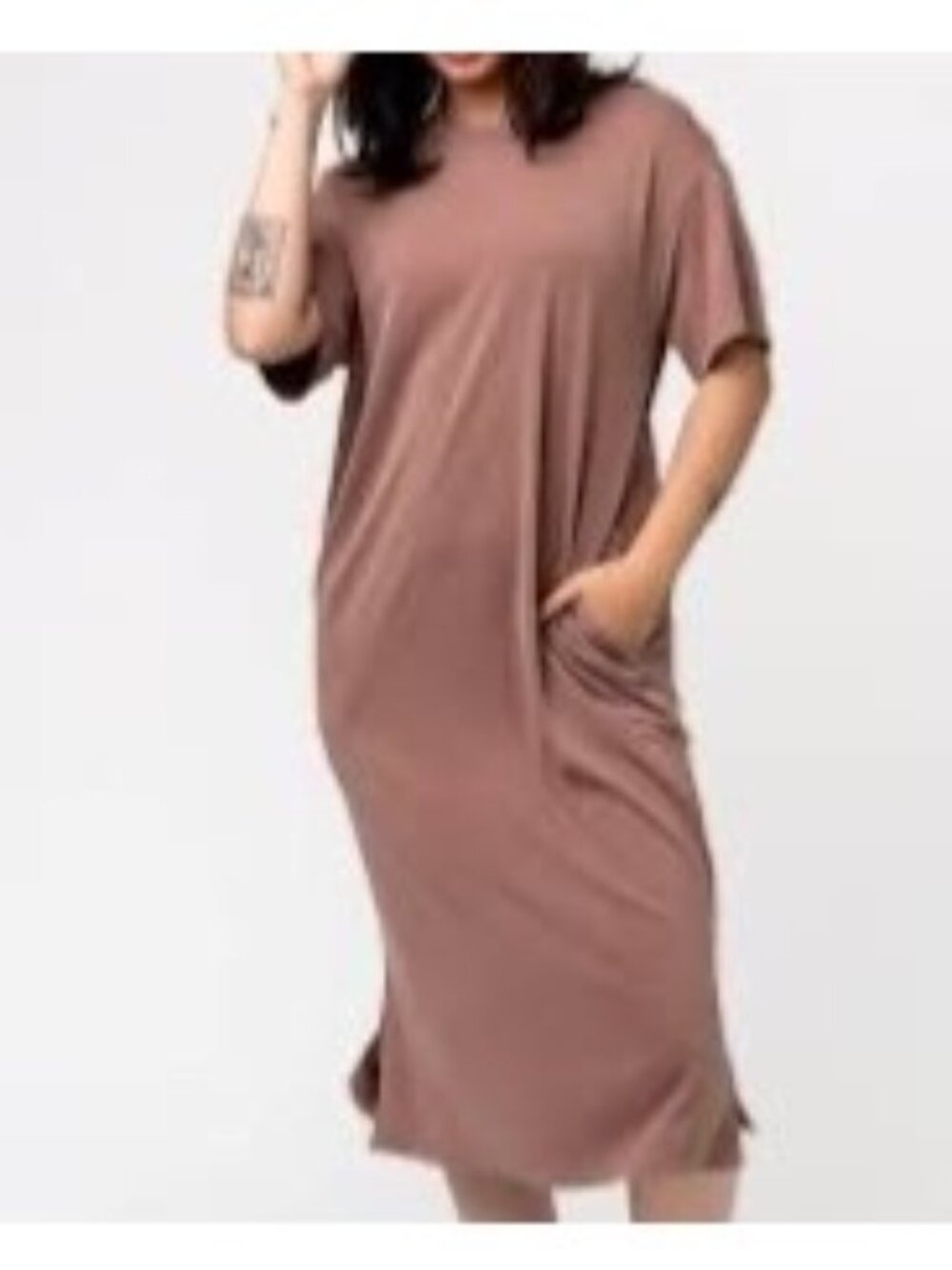 Holley Girl Midi T-Shirt Dress Mocha Ultra Soft Size XXL
